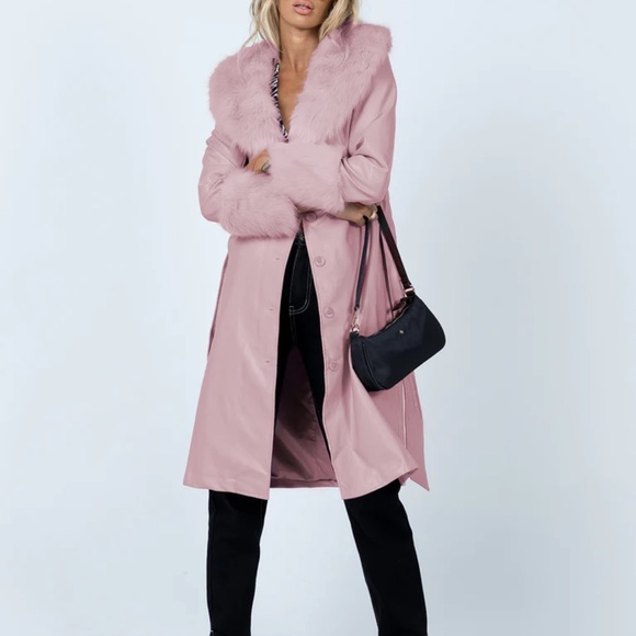 Princess Polly Pink Penny Lane Fur Coat Jacket - Picture 3 of 9